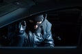 Car robber at night Royalty Free Stock Photo