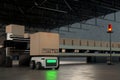 Car Robot transports truck Box with AI interface