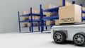 Car Robot transports truck Box with AI interface Object for manufacturing industry technology Product export and import of future