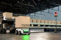 Car Robot transports truck Box with AI interface Object for manufacturing industry technology Product export and import of future