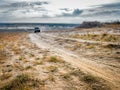 Car on a rolled road on a hill