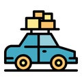 Car roof bags icon color outline vector Royalty Free Stock Photo
