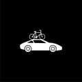 Car roof bike icon for web design isolated on dark background