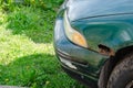 a car with a rotten and rusty wing, an old car for repair Royalty Free Stock Photo