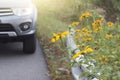 Car running on the road trip. Royalty Free Stock Photo