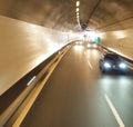 Car running in a tunnel Royalty Free Stock Photo