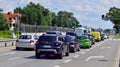 Warsaw, Poland. 23 July 2023. Car rush hours city street. Cars on highway in traffic jam.