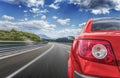 Car rushing along a high-speed highway. Royalty Free Stock Photo