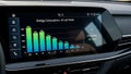 A car\'s infotainment system displays an energy consumption graph on its screen Royalty Free Stock Photo