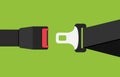 Car safety belt. Seatbelt safe buckle icon isolated. Security strap fasten accident insurance