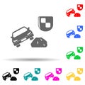 car and safety shield multi color style icon. Simple glyph, flat vector of insurance icons for ui and ux, website or mobile Royalty Free Stock Photo