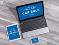 Car sale concept on different devices Royalty Free Stock Photo