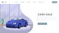 Car sale landing page vector template. Vehicle leasing service website homepage interface idea with flat illustration Royalty Free Stock Photo