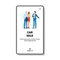 Car Sale Manager Help Couple Make Choice Vector
