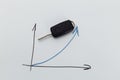 Car sales chart concept visual. Car keys and graph Royalty Free Stock Photo
