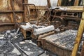 The car salon after a fire. Driver`s seat after a fire. Salon burned car. Totally burned car. Car insurance Royalty Free Stock Photo