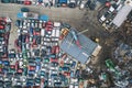 Car Scrapyard auto wrecks Junk Yards Aerial Drone photo