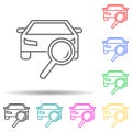 car searching problem multi color style icon. Simple thin line, outline vector of cars service and repair parts icons for ui and