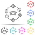 car searching problem multi color style icon. Simple thin line, outline vector of cars service and repair parts icons for ui and