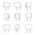 Car seat headrest set on white background, vector line