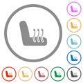 Car seat heating flat icons with outlines