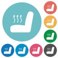 Car seat heating flat round icons