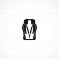 Car seat with sports seat belts icon. design element