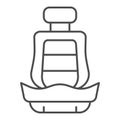 Car seat thin line icon. Car armchair vector illustration isolated on white. Auto seat outline style design, designed