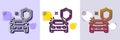 Car secure line icon. Insurance shield sign. Halftone dotted pattern. Vector