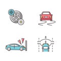 Car security measures RGB color icons set Royalty Free Stock Photo