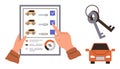 Car Selection Checklist with Keys and Vehicle Elements for Automobile Decision-Making Royalty Free Stock Photo