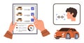 Car Selection Process with Digital Voice Assistance and Checklist for Decision-Making Royalty Free Stock Photo
