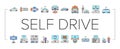 car self vehicle drive smart auto icons set vector