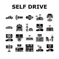 car self vehicle drive smart auto icons set vector