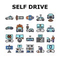 car self vehicle drive smart auto icons set vector