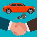 Car selling, loan, seller, dealership, flat design, vector illustration
