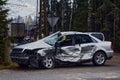 Car after serious accident on a road