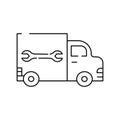 car service, automobile, truck line icon on white background