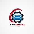 Car service with blue gear logo vector, icon, element, and template for company Royalty Free Stock Photo