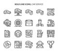 Car service, bold line icons