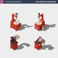 Car Service Equipment Set. Vector Isometric Illustration.