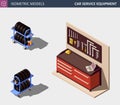 Car Service Equipment Set. Vector Isometric Illustration.