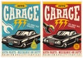 Car service and garage retro posters collection