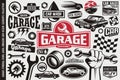 Car service and garage symbols, logos, emblems and icons collection