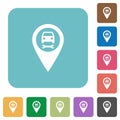 Car service GPS map location rounded square flat icons Royalty Free Stock Photo
