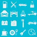 Car service icon set. Auto wash, gas station, car repair. Vector illustration. Royalty Free Stock Photo