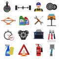 Car Service Icons Flat Set Royalty Free Stock Photo