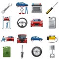 Car service icons set in cartoon style Royalty Free Stock Photo