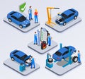 Car Service Isometric Compositions