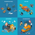 Car Service Isometric Conceptual Icon Set Royalty Free Stock Photo